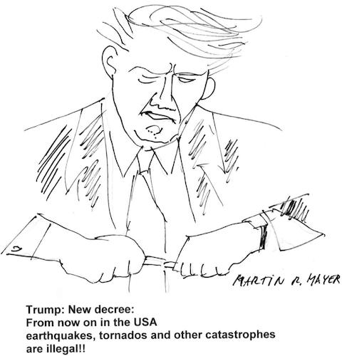 Cartoon: Trumps new decree (medium) by frechundlustig tagged donald,trump,decree,president,usa,democracy,god