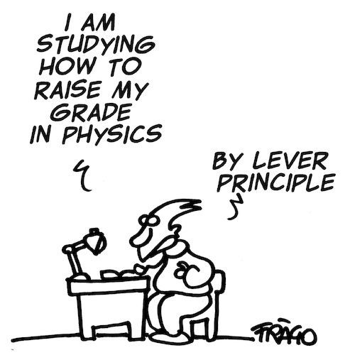 Cartoon: lever principle (medium) by fragocomics tagged school,physics,educational,education,school,physics,educational,education