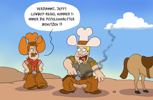 Cartoon: cowboyunfall (medium) by ChristianP tagged cowboyunfall
