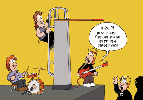 Cartoon: Stagediving (medium) by ChristianP tagged konzert,concert,metal,heavy,stagediving