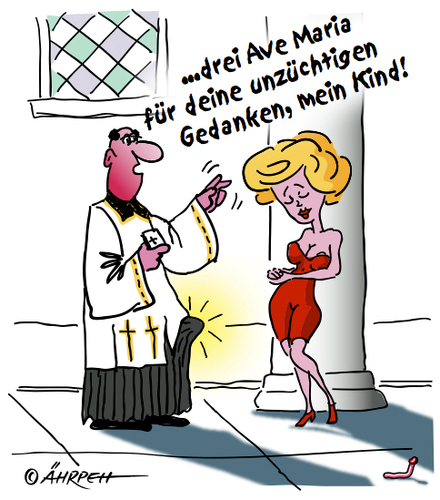 Cartoon: Die Gedanken sind frei... (medium) by rpeter tagged kirche,mann,frau,priester,katholisch