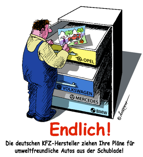 Cartoon: Endlich (medium) by rpeter tagged opel,vw,bmw,mercedes,auto,automobil,car