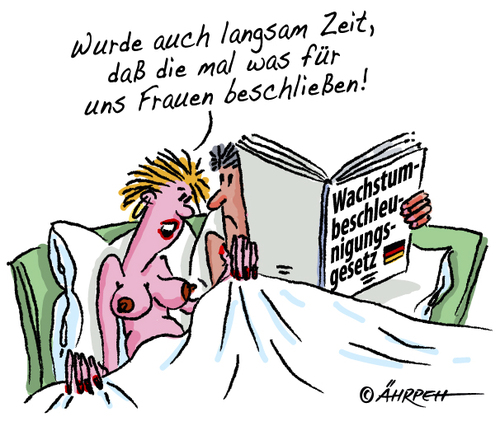 Cartoon: Wachstum (medium) by rpeter tagged liebe,bett,wachstum,nackt,sexy,beschleunigungsgesetz,mann,frau,ehe