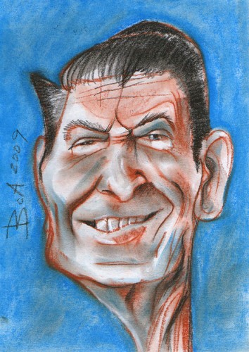 Cartoon: Reagan (medium) by boa tagged aricature,cartoon,happy,nice,painting,humor,comic,boa,romania
