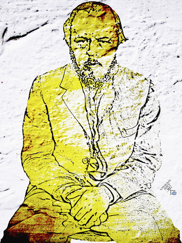 Cartoon: Fyodor Dostoevsky (medium) by Zoran Spasojevic tagged serbia,kragujevac,paske,zoran,spasojevic,portrait,dostoevsky,mikhailovich,fyodor,graphics,collage,digital,emailart