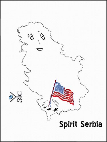 Cartoon: Spirit Serbia (medium) by Zoran Spasojevic tagged serbia,kragujevac,emailart,paske,spasojevic,zoran,kosovo,america,europe,spirit,graphics,collage,digital