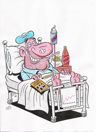 Cartoon: Lager (medium) by fieldtoonz tagged lager,bed,hospital,ill,patient,drip