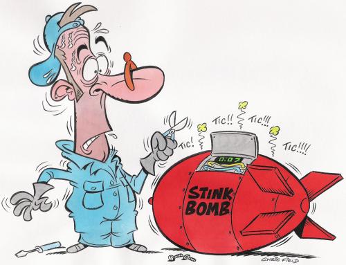 Cartoon: stink bomb (medium) by fieldtoonz tagged gag,cartoon