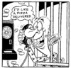 Cartoon: Pizza (small) by fieldtoonz tagged pizzapitch,pizza,jail,cell,bars,phone