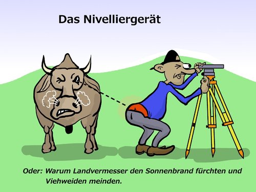 Cartoon: Das Nivellier (medium) by TomSe tagged vermessung,geodäsie,bau,stier,bulle