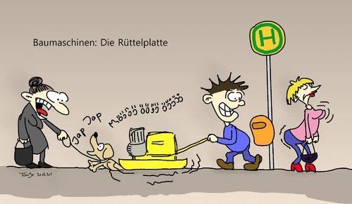 Cartoon: Die Rüttelplatte (medium) by TomSe tagged bau,haltestelle,öpnv,baumaschine