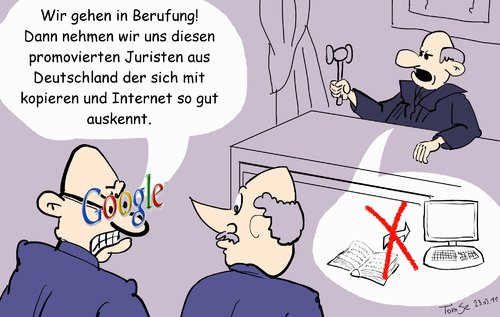 Cartoon: Dr. jur. für Google (medium) by TomSe tagged google,internet,richter,justiz,guttenberg