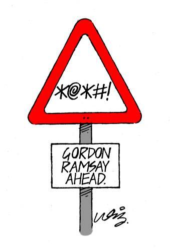 Cartoon: Gordon Ramsay road-sign (medium) by neilo tagged swearing,sign