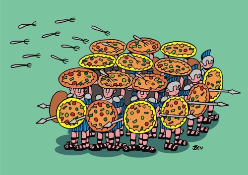 Cartoon: pizzapitch (medium) by Joen Yunus tagged rome,military,italia,pizzapitch,cartoon