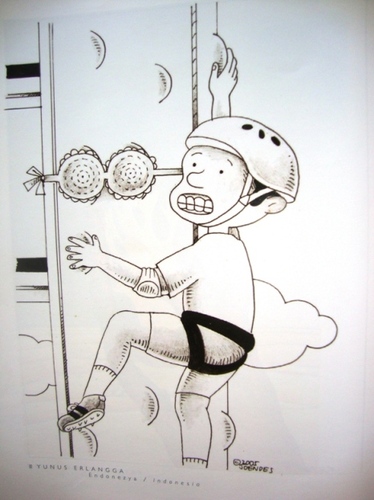 Cartoon: surprised (medium) by Joen Yunus tagged cartoon,pen,colored,pencil,climbing,sports