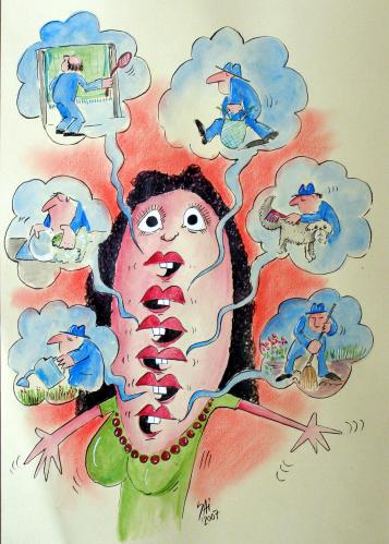 Cartoon: about silence! (medium) by SAI tagged silence,woman,wife