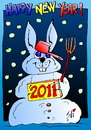 Cartoon: Happy New Year 2011! (small) by SAI tagged snow,rabbit,happy,new,year,2011,caricaturasai,la,multi,ani