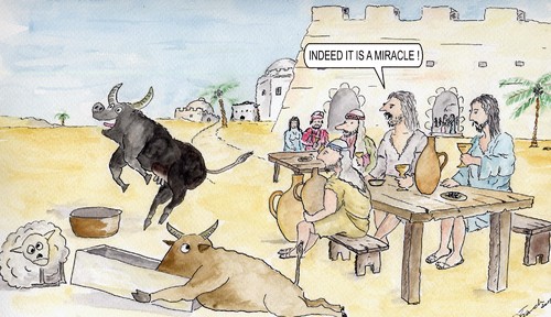 Cartoon: miracle (medium) by Slawek11 tagged wine,miracle,religion