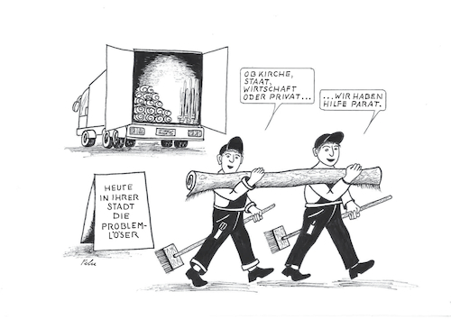 Cartoon: Problemlöser (medium) by Pelu tagged probleme,teppich