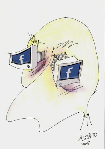 Cartoon: facebook addict (medium) by ALCATO tagged zuckerbook