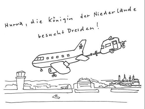 Cartoon: Beatrix visits Dresden (medium) by kgbr tagged beatrix,dresden,holland