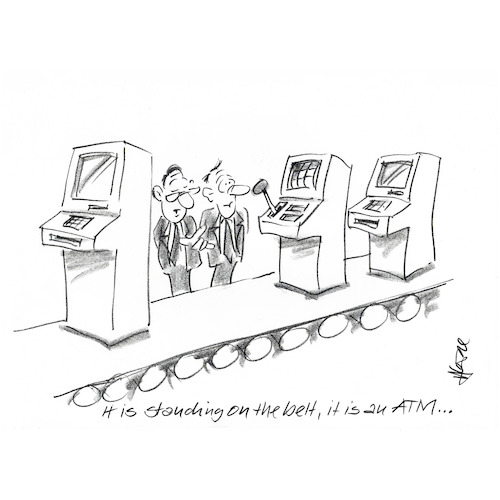 Cartoon: ATM (medium) by helmutk tagged business