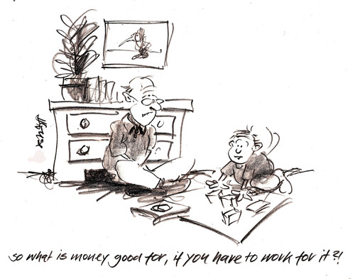Cartoon: Money and Work (medium) by helmutk tagged finance