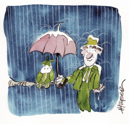 Cartoon: Peace And Protection (medium) by helmutk tagged rain