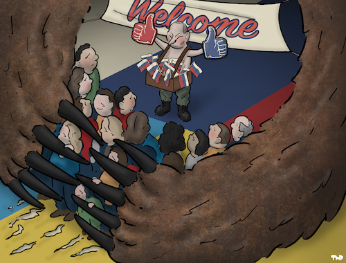 Cartoon: Annexation (medium) by Tjeerd Royaards tagged putin,ukraine,russia,referendum,democracy,putin,ukraine,russia,referendum,democracy
