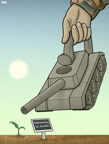 Cartoon: Democracy in Sudan (medium) by Tjeerd Royaards tagged sudan,khartoum,army,military,violence,vote,freedom,elections,sudan,khartoum,army,military,violence,vote,freedom,elections