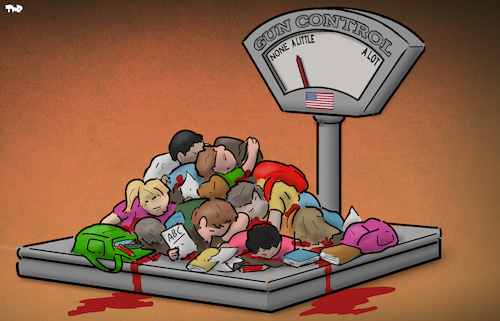 Cartoon: Gun control (medium) by Tjeerd Royaards tagged guns,nra,shootings,usa,uvalde,america,guns,nra,shootings,usa,uvalde,america