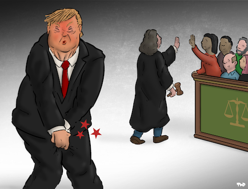 Cartoon: Guilty! (medium) by Tjeerd Royaards tagged trump,justice,guilty,rape,sexual,abuse,verdict,trump,justice,guilty,rape,sexual,abuse,verdict