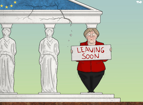 Cartoon: Leaving Soon (medium) by Tjeerd Royaards tagged merkel,eu,germany,future,europe,merkel,eu,germany,future,europe