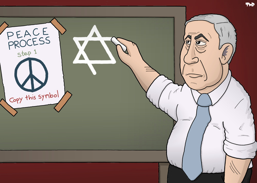 Cartoon: Netanyahu Wins (medium) by Tjeerd Royaards tagged israel,palestine,peace,process,netanyahu,likud,win,elections,war,conflict,star,of,david,israel,palestine,peace,process,netanyahu,likud,win,elections,war,conflict,star,of,david
