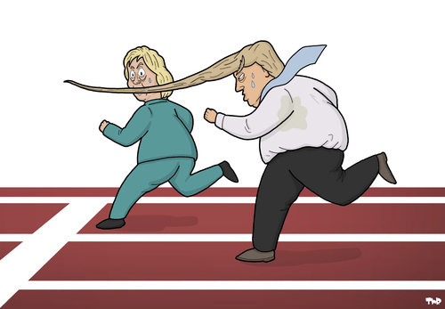 Cartoon: Presidential Race (medium) by Tjeerd Royaards tagged trump,clinton,usa,elections,trump,clinton,usa,elections