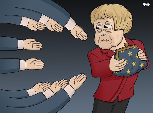 Cartoon: Queen of Austerity (medium) by Tjeerd Royaards tagged merkel,budget,europe,eu,berlin,brussels,merkel,budget,europa,eu,berlin,brüssel