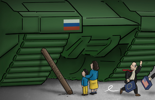 Cartoon: Sanctions (medium) by Tjeerd Royaards tagged putin,russia,ukraine,russian,europe,border,invasion,threat,putin,russia,ukraine,russian,europe,border,invasion,threat