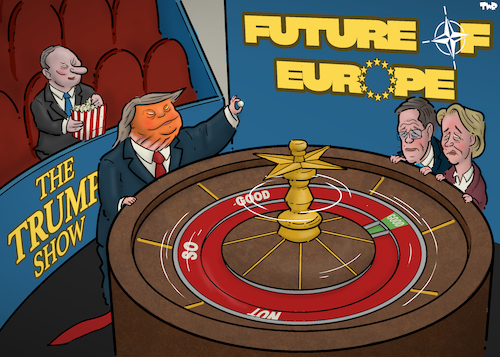 Cartoon: Wheel of misfortune (medium) by Tjeerd Royaards tagged future,nato,eu,europe,trump,putin,future,nato,eu,europe,trump,putin