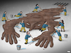 Cartoon: Cleaning up in Kherson (small) by Tjeerd Royaards tagged kherson,russia,ukraine,putin,retreat,withdrawal