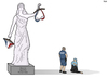 Cartoon: Lady Justice in France (small) by Tjeerd Royaards tagged burikini,ban,nice,france,police,justice,beach,muslim