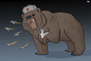 Cartoon: Russia Responds (small) by Tjeerd Royaards tagged russia,bear,metrojet,plane,crash,egypt,is,isis,bomb