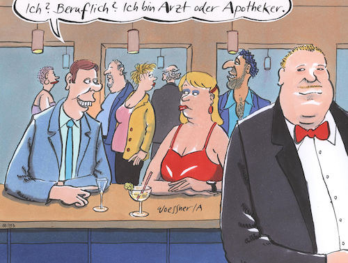 Cartoon: Arzt oder Apotheker (medium) by woessner tagged woessner,karikaturen,cartoons,flirt,anbaggern,beziehung,erotik,smalltalk,apotheke,ärztliche,behandlung,kunstfehler,wirksamkeit,arzneimittel,arzneimittelstudie,angeber,angabe,arzt,oder,apotheker,beruf,werbung,tv,fernsehen,nebenwirkungen,medizin,ärztlich,pharmazeut,pharmaindustrie,risiken,beipackzettel,rezept,medikamente,verschreibung,woessner,karikaturen,cartoons,flirt,anbaggern,beziehung,erotik,smalltalk,apotheke,ärztliche,behandlung,kunstfehler,wirksamkeit,arzneimittel,arzneimittelstudie,angeber,angabe,arzt,oder,apotheker,beruf,werbung,tv,fernsehen,nebenwirkungen,medizin,ärztlich,pharmazeut,pharmaindustrie,risiken,beipackzettel,rezept,medikamente,verschreibung