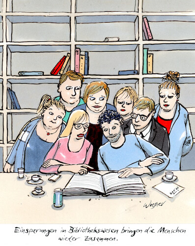 Cartoon: Bibliothekswesen (medium) by woessner tagged cartoons,karikaturen,woessner,akademie,ausbildunbgsstätte,studenten,studentinnen,akademisch,universität,fachhochschule,studium,einsparungen,im,bibliothekswesen,uni,ausbildung,bildung,kürzung,menschliche,nähe,kontakt,geiz,sparsamkeit,etat,etatkürzung,sparen,bibliothek,bücher,nutzung,gemeinsam,gemeinsamkeit,lesen,wissenschaft,cartoons,karikaturen,woessner,akademie,ausbildunbgsstätte,studenten,studentinnen,akademisch,universität,fachhochschule,studium,einsparungen,im,bibliothekswesen,uni,ausbildung,bildung,kürzung,menschliche,nähe,kontakt,geiz,sparsamkeit,etat,etatkürzung,sparen,bibliothek,bücher,nutzung,gemeinsam,gemeinsamkeit,lesen,wissenschaft