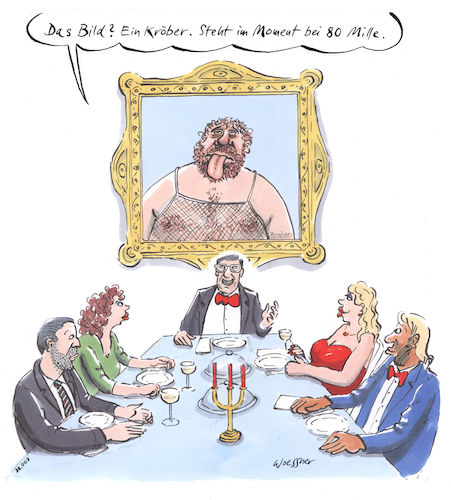 Cartoon: Bilderwert (medium) by woessner tagged freimut,woessner,karikaturen,cartoons,kunstmafia,angeber,möchtegern,emporkömmling,banause,geldadel,sachverstand,sachverständiger,kunstgeschichte,kunstkenner,bilderwert,gemälde,schinken,ölschinken,kunstwerk,machwerk,maler,malerfürst,boheme,bohemien,kunstmaler,bildende,kunst,kunstmarkt,spekulation,wert,wertsteigerung,berühmtheit,spekulanten,freimut,woessner,karikaturen,cartoons,kunstmafia,angeber,möchtegern,emporkömmling,banause,geldadel,sachverstand,sachverständiger,kunstgeschichte,kunstkenner,bilderwert,gemälde,schinken,ölschinken,kunstwerk,machwerk,maler,malerfürst,boheme,bohemien,kunstmaler,bildende,kunst,kunstmarkt,spekulation,wert,wertsteigerung,berühmtheit,spekulanten