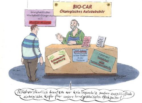 Cartoon: Bio-Car (medium) by woessner tagged climate,klima,grüne,öko,alternativ,auto,car,repair,werkstatt,klima,bio,wirtschaft,auto,öko,alternativ,werkstatt,autowerkstatt,grüne,ökologisch,tropenholz,kiefer,handarbeit,kunde,umwelt,erderwärmung,klimawandel,global warming,globale erwärmung,ozonloch,co2,umweltverschmutzung,umweltschutz,benzin,diesel,energie,benzinpreis,hybridauto,global,warming,globale,erwärmung,biologisch,ökokreislauf,ökologischer kreislauf,biotop,nachhaltig,nachhaltigkeit,ökologischer,kreislauf