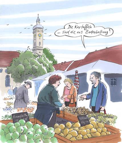 Cartoon: bodenhaltung (medium) by woessner tagged kartoffeln,bodenhaltung,umwelt,markt,verkauf,obst,alternativ,grün,bio,handel,kartoffeln,bodenhaltung,markt,umwelt,verkauf,obst,alternativ,grün,bio,handel,eier,ernährung