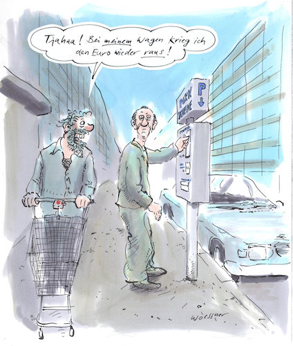 Cartoon: Einkaufswagen (medium) by woessner tagged freimut,woessner,karikaturen,cartoons,parkraum,parkraumbewirtschaftung,umweltschutz,klimaschutz,luftverschmutzung,erderwärmung,klimaziele,prekär,arm,reich,einkommensunterschiede,armut,einkaufswagen,parkautomat,parkschein,euro,einkaufen,shoppen,einkauf,chip,pfand,parken,parkplatz,innenstadt,city,parknot,verkehr,autoverkehr,überfüllung,verkehrsinfarkt,umwelt,klima,luft,freimut,woessner,karikaturen,cartoons,parkraum,parkraumbewirtschaftung,umweltschutz,klimaschutz,luftverschmutzung,erderwärmung,klimaziele,prekär,arm,reich,einkommensunterschiede,armut,einkaufswagen,parkautomat,parkschein,euro,einkaufen,shoppen,einkauf,chip,pfand,parken,parkplatz,innenstadt,city,parknot,verkehr,autoverkehr,überfüllung,verkehrsinfarkt,umwelt,klima,luft