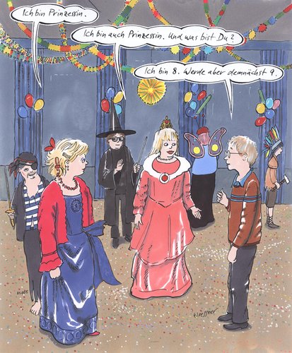 Cartoon: faschingsprinz (medium) by woessner tagged fasching,prinzessin,karneval,fasnacht,prinz,beziehung,flirt,kind,mädchen,junge,feier,fest,verkleidung,schauspiel,fasching,prinzessin,karneval,fasnacht,prinz,fest,junge,verkleidung,schauspiel