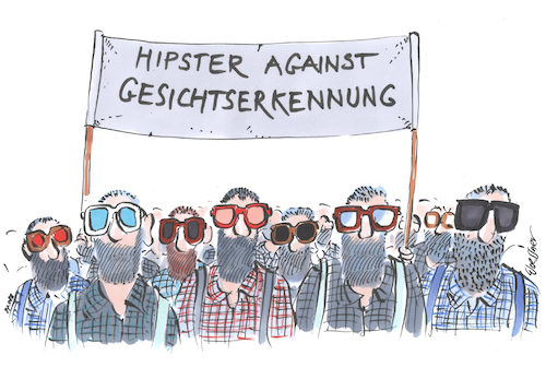 Cartoon: Gesichtserkennung (medium) by woessner tagged freimut,woessner,karikaturen,cartoons,digital,totalüberwachung,kriminalität,terrorismus,datenerfassung,überwachungsstaat,bewegungsmuster,computer,algorhythmus,stasi,bnd,staatsapparat,hipster,gegen,gesichtserkennung,überwachung,daten,kontrolle,big,brother,orwell,1984,kameras,videokameras,videoüberwachung,aufzeichnung,speicherung,datenspeicherung,diktatur,demokratie,freimut,woessner,karikaturen,cartoons,digital,totalüberwachung,kriminalität,terrorismus,datenerfassung,überwachungsstaat,bewegungsmuster,computer,algorhythmus,stasi,bnd,staatsapparat,hipster,gegen,gesichtserkennung,überwachung,daten,kontrolle,big,brother,orwell,1984,kameras,videokameras,videoüberwachung,aufzeichnung,speicherung,datenspeicherung,diktatur,demokratie