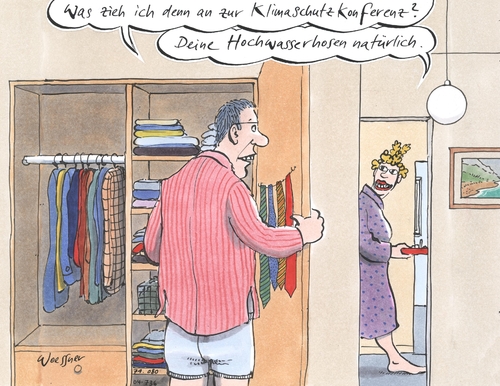 Cartoon: hochwasserhosen (medium) by woessner tagged hochwasserhosen,klima,schutz,konferenz,kleidung,mode,erd,erwärmung,umwelt,hochwasserhosen,klima,schutz,konferenz,kleidung,mode,erd,erwärmung,umwelt